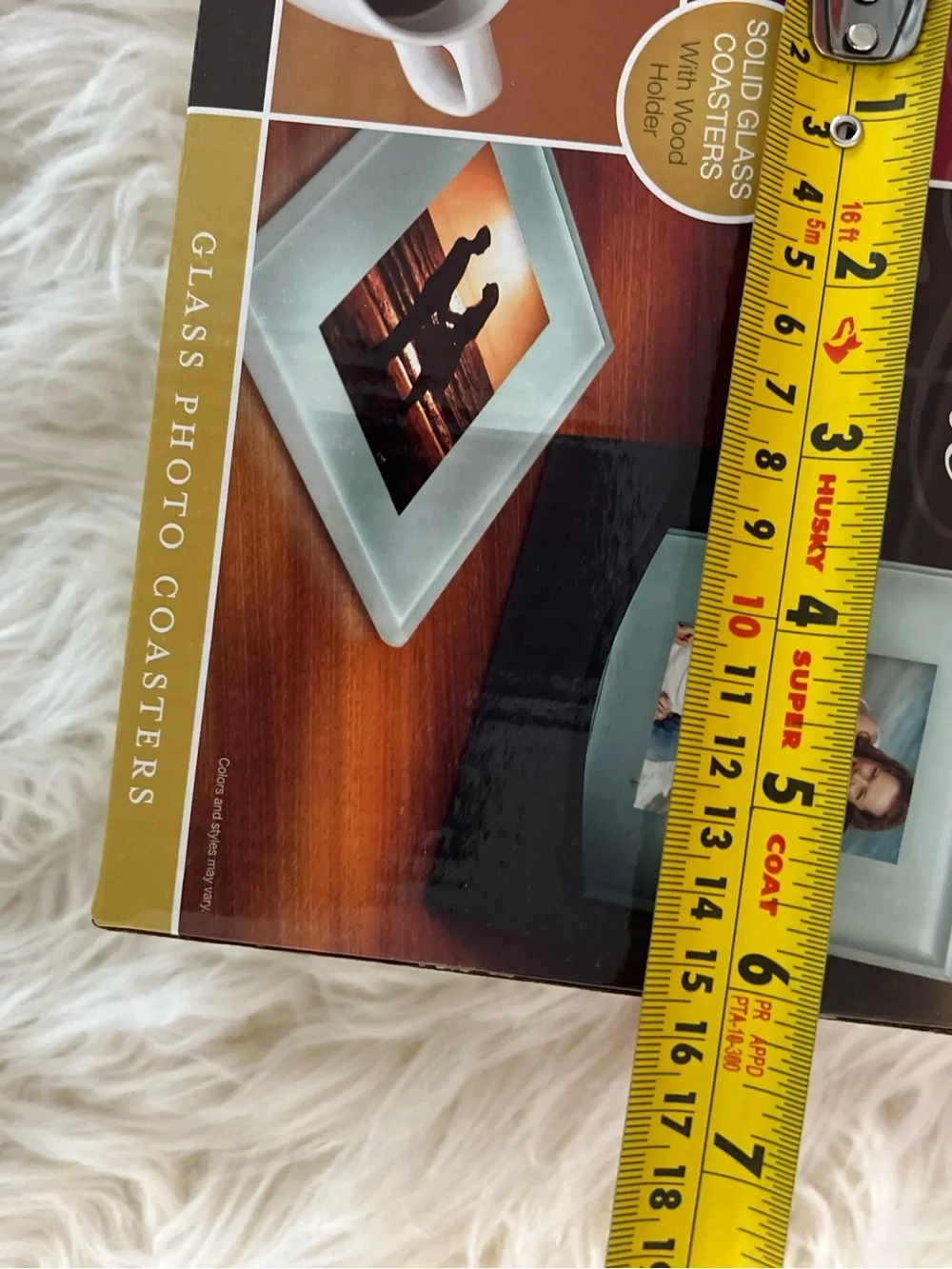 Sarah Peyton Home Glass Photo Coasters Set of 4 with Wood Holder 2x3 Photos